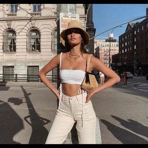 Are You Am I AYA Artemis white crop top